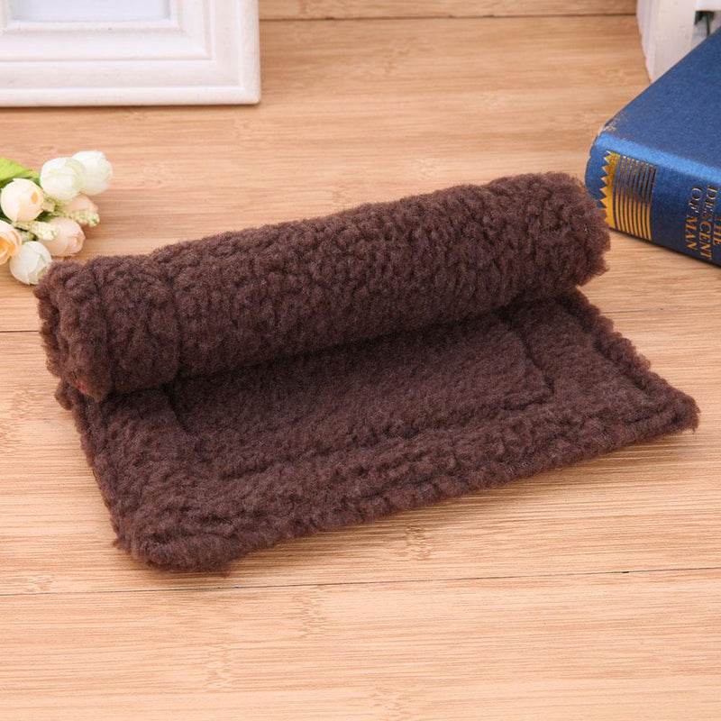 Plush Pet Hamster Cushion Mat Squirrel Blanket Guinea Pig Bed(Dark Brown)