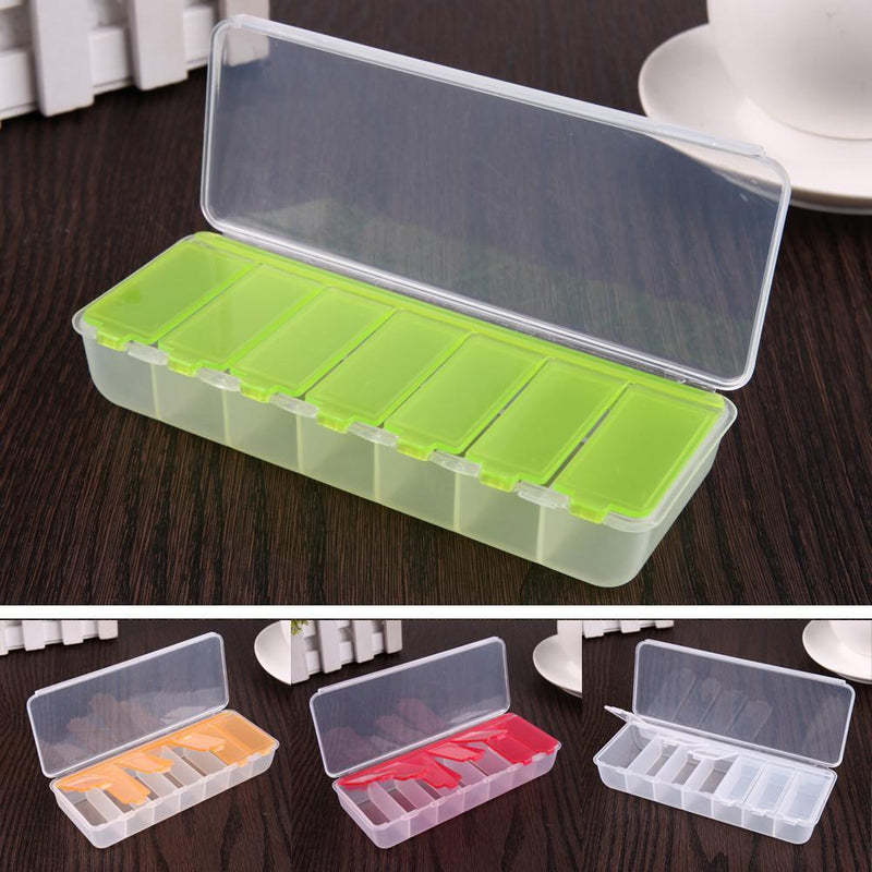 5pcs Large Travel Portable 7-Day Medicine Box Tablet Container(Green)