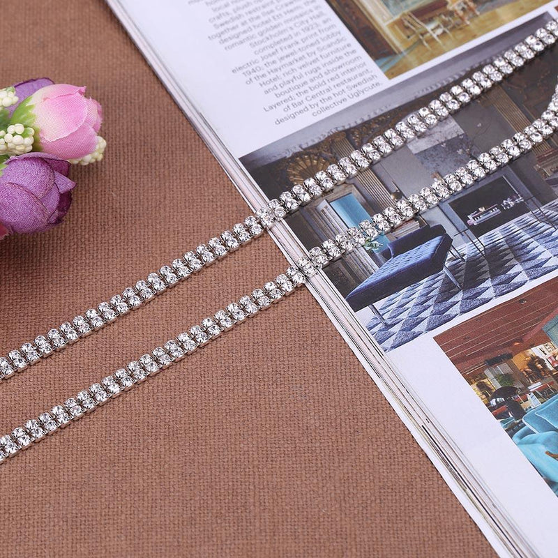 1 Yard 2row Diamond Rhinestone Wedding Chain DIY Necklace Bouquet