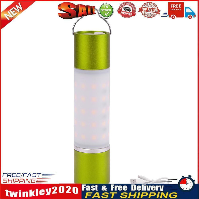 USB Rechargeable LED Telescopic Flashlight Zoomable Hanging Torch (Green) Newly