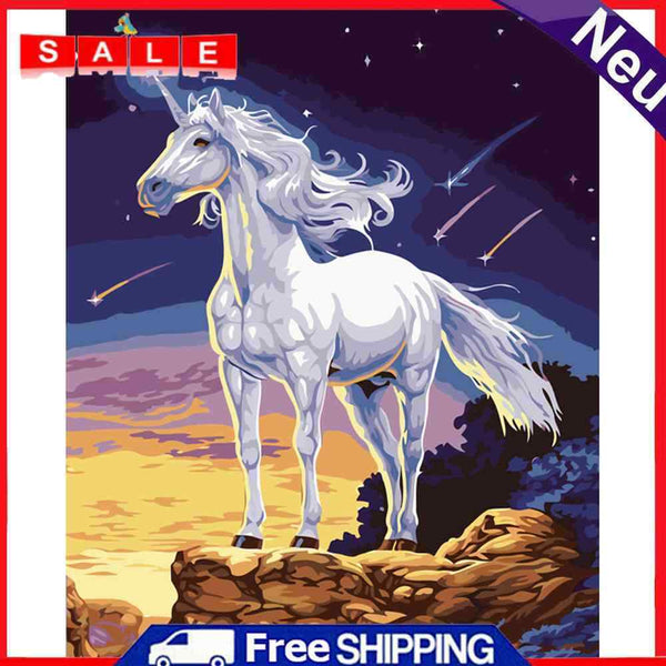 Hand Painted Artwork Frameless DIY Relaxing Horse Painting By Numbers Picture