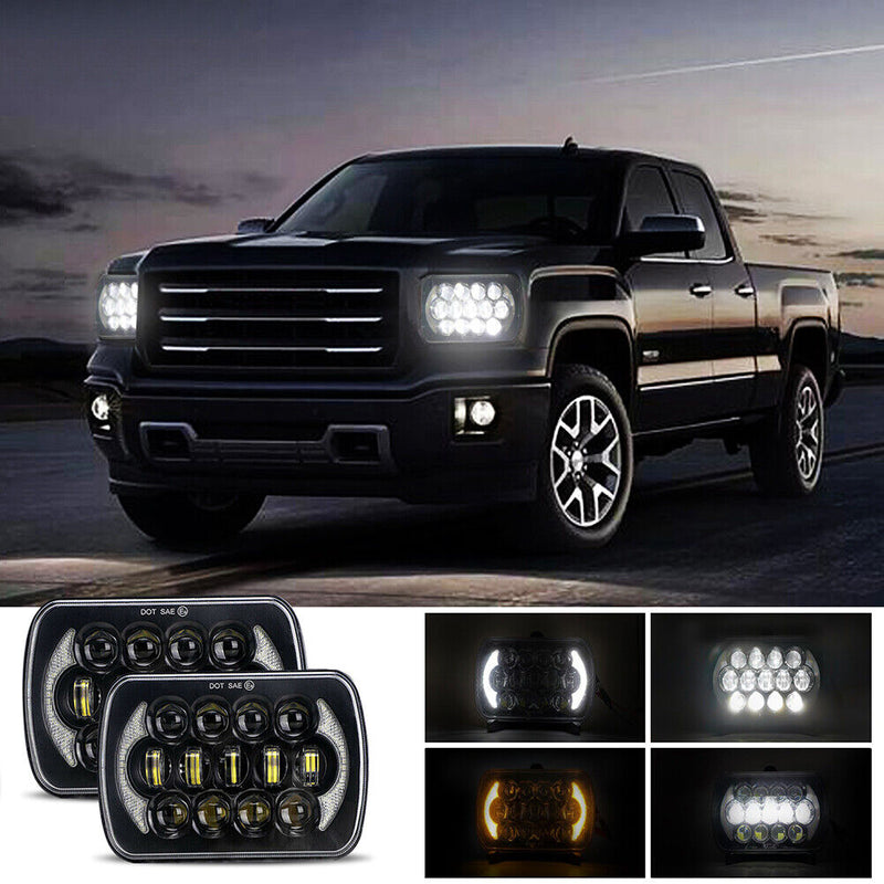 300W 5x7 7x6 inch LED Headlight Hi/Lo Beam DRL Turn Signal for Jeep Chevy Newly