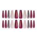 Long False Nails 24 PCS Ballerina Rose Red French Full Cover Manicure Tool E6B4