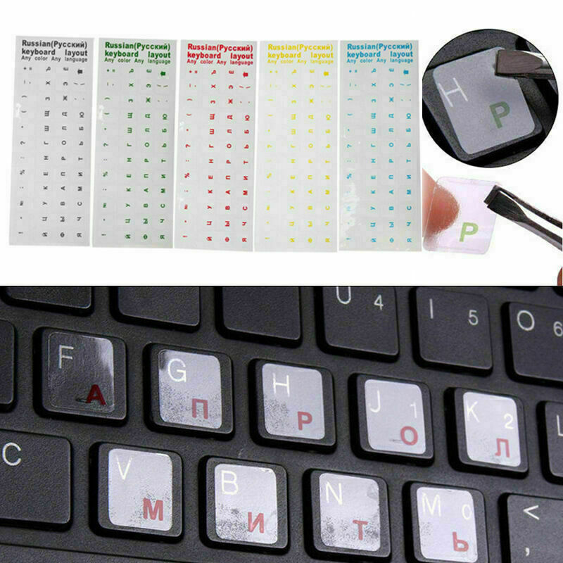 Russian Transparent Waterproof Stickers For PC Laptop Q2V9 Letter W1K5 W1V5