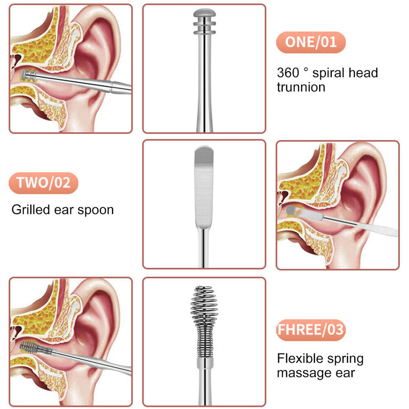 10pcs Portable Ear Wax Pickers Kit Health Care Curette Earpick Cleaning Ear K