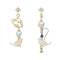 Elegant Jewelry Sweet Starlight Asymmetric Earrings Cute Cat Rhinestone Tassel