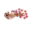 Fashion Purple-Red Peacock Full Crystal Rhinestone Girls Hairpin Hair Clip