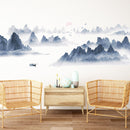 Chinese Style Sunset Landscape Wall Stickers For Living Room Background Decor