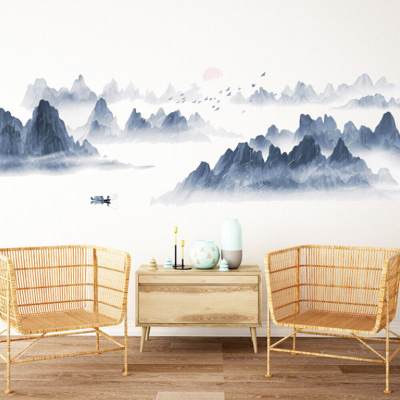 Chinese Style Sunset Landscape Wall Stickers For Living Room Background Decor