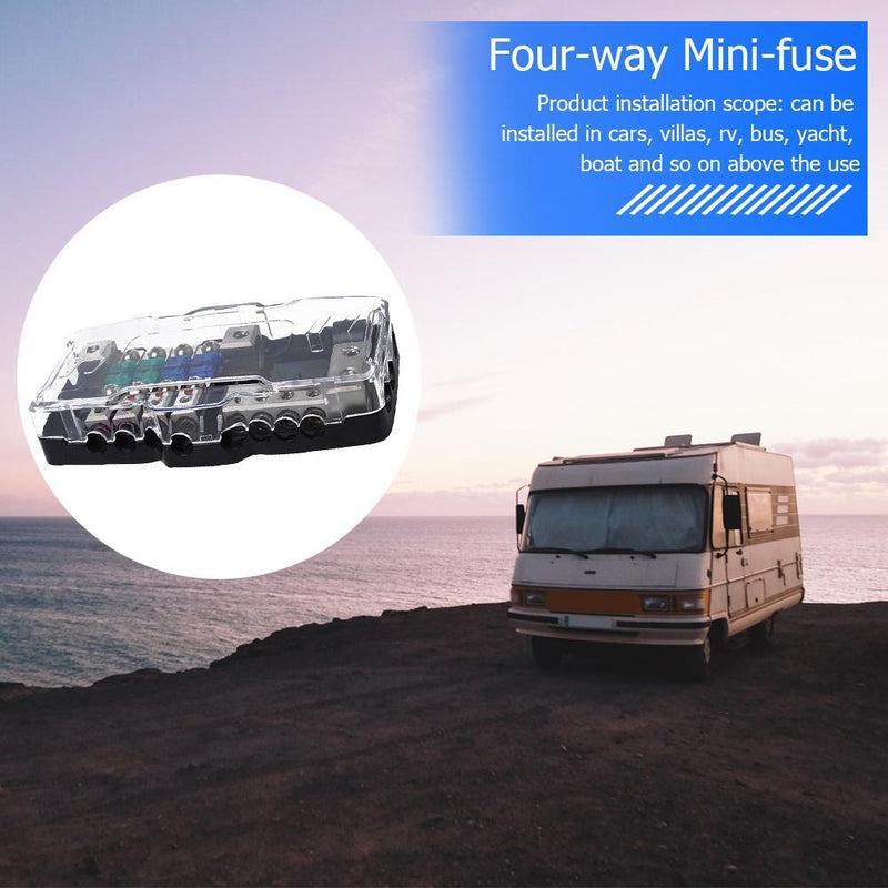 4 Way Car Mini ANL Blade Fuse Holder 2 in 4 out Power Distribution Block Newly