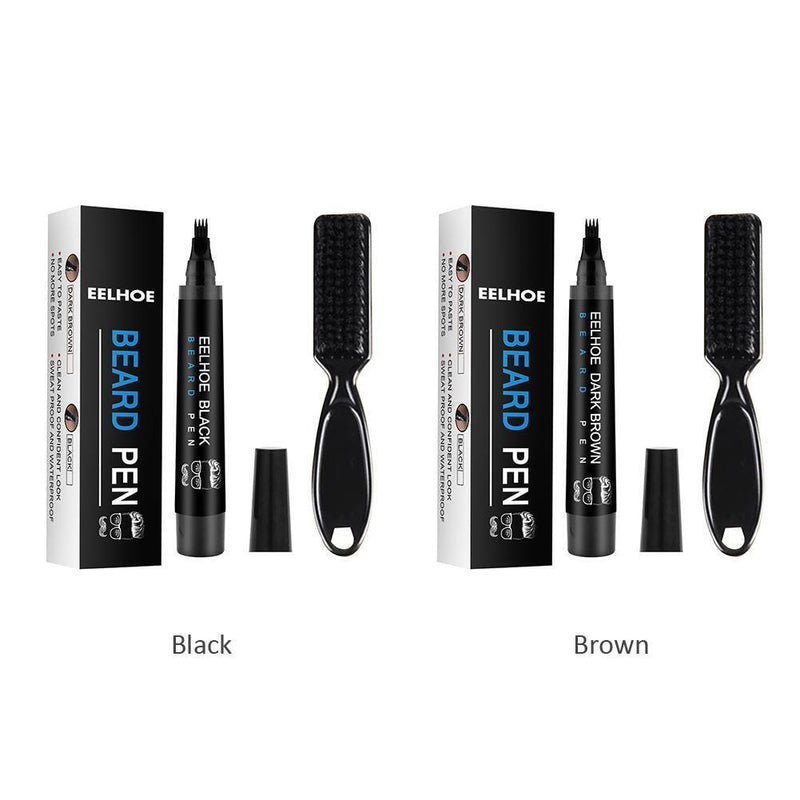 Four Prong Beard Filler Pencil Waterproof Moustache Coloring Pen (Black)