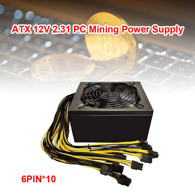 ATX 12V 2000W Desktop Computer Mining Power Supply 10x6 Pin for ETH BTC Miner