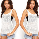 Sexy Women Casual Sleeveless Loose Vest Shirt Blouse Tank Top White M