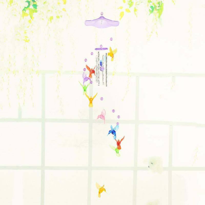 Creative Lucky Humming Bird Wind Bells Chimes Hanging Gifts Decor(Purple)