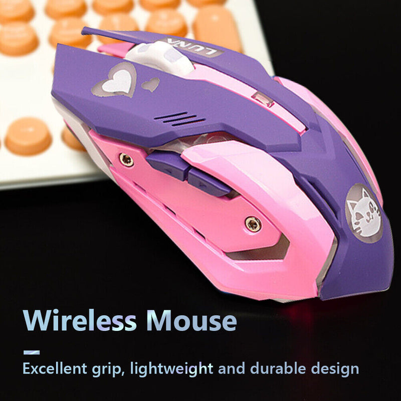 2.4GHz Wireless Optical Mouse 2400DPI Adjustable Mute Gaming Mice (Purple)