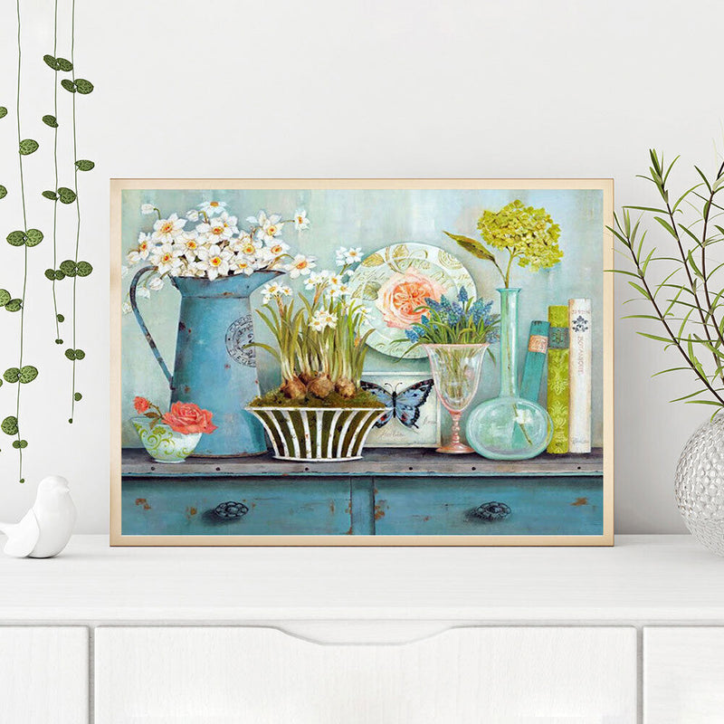 DIY Oil Drawing By Numbers Deer Frameless 50x40cm Flower on Canvas Decor