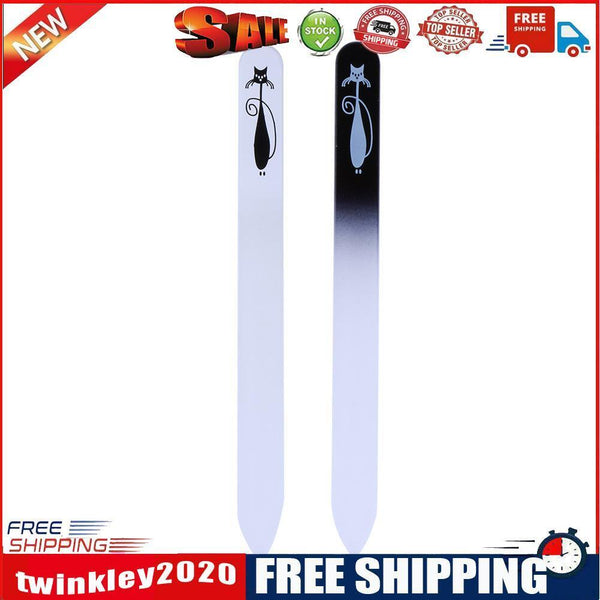2pcs/set Printed Double Sided Glass Nail File Manicure Polishing Nail Tools