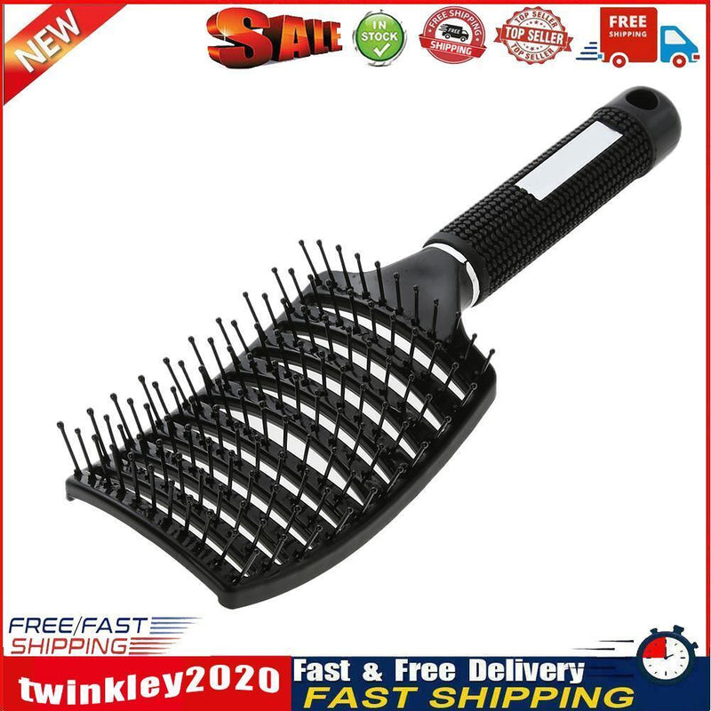 Professional Ribs Comb Women Wet Massage Styling Tool Hairbrush(Black) Newly
