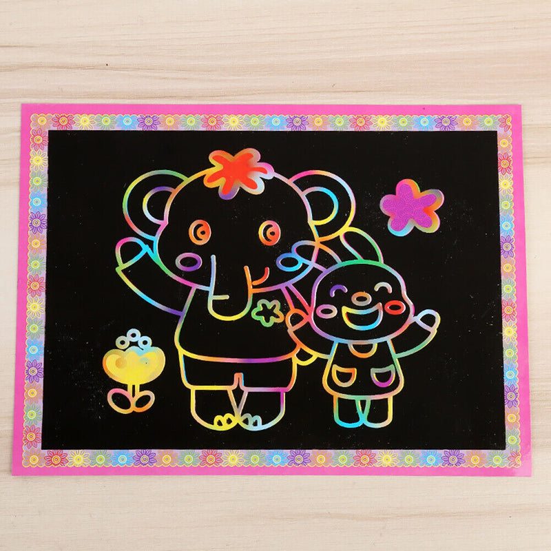 Kids Handmade Scratch Paper Colorful Drawing Scraping Painting Toys Random