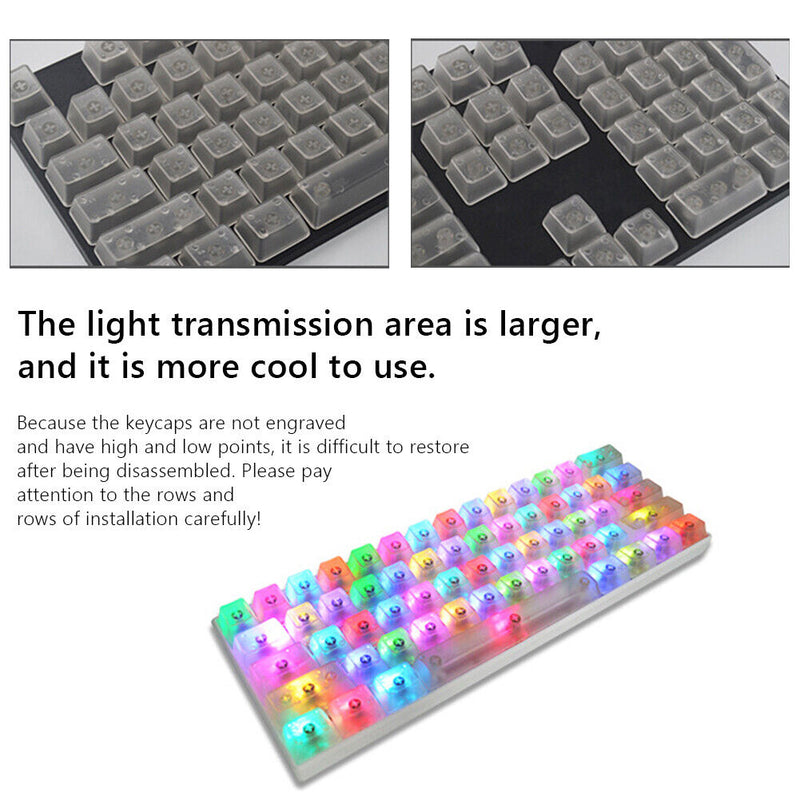 104pcs Transparent Mechanical Keyboard Keycaps Computer Key Cap Set (White)