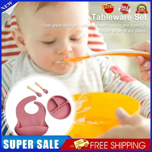 #A 4pcs Food Plates Set Anti Slip Baby Food Accessories Baby Feeding Kit for Inf