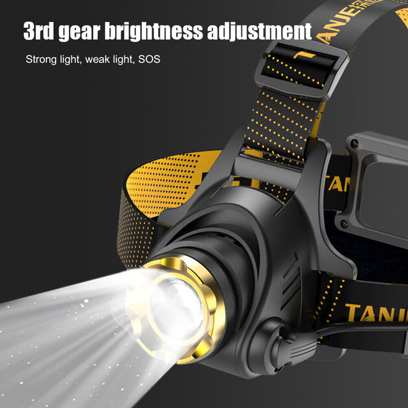 LED Headlamp Camping Head-mounted Flashlight Built-in 1200mAh Lithium Batte