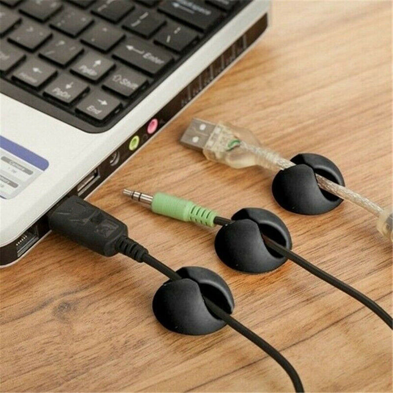 20X Cable Clips Tidy Cord Lead Desk Organiser USB Charger Holder SelfAdhesive