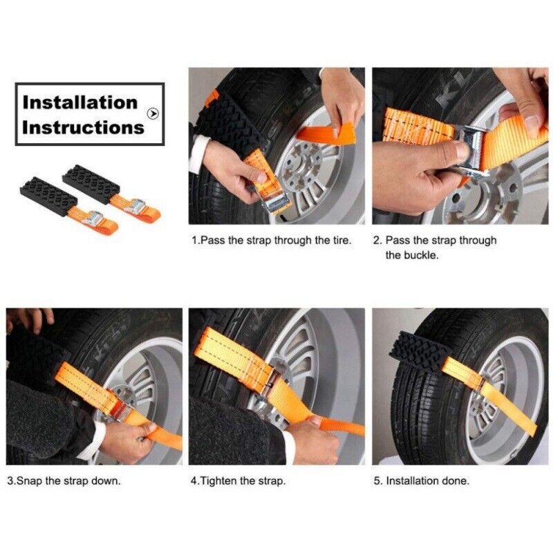 PU Anti-Skid Car Tire Traction Blocks Emergency Snow Mud Sand Tire Chain Straps