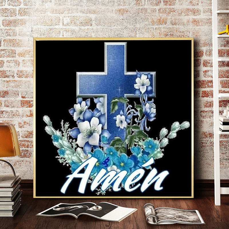 5D DIY Diamond Painting Full Round Drill Flower Cross Wall Decor Rhinestone Art