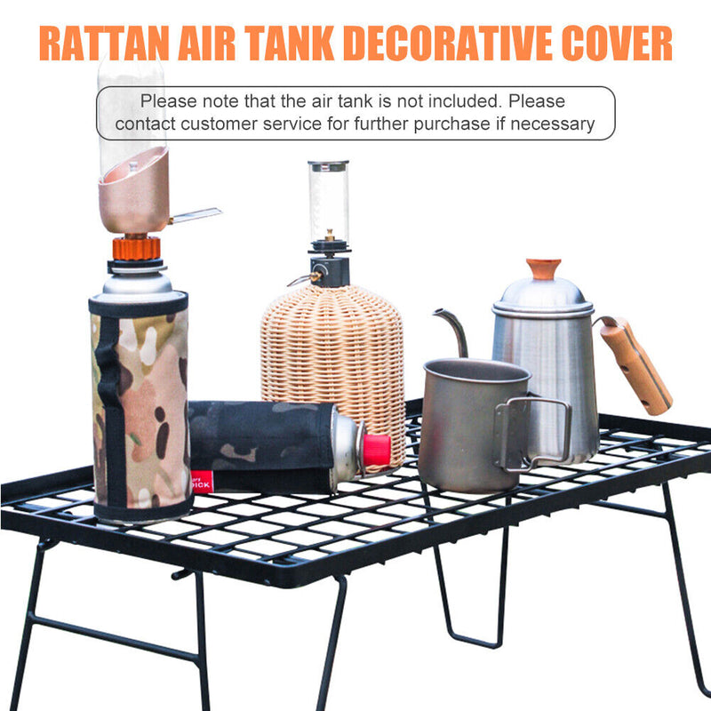 450g Gas Cylinder Cover Rattan Gas Tank Protector for Outdoor Camping Hiking