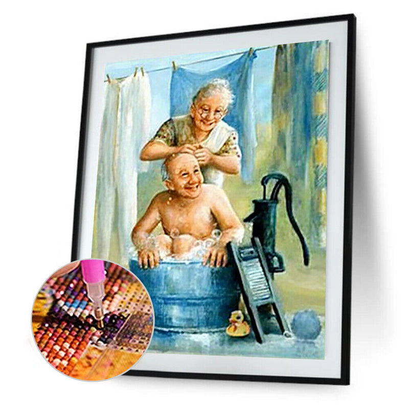5D DIY Diamond Painting Old Couple Full Round Drill Mosaic Picture Rhinestones