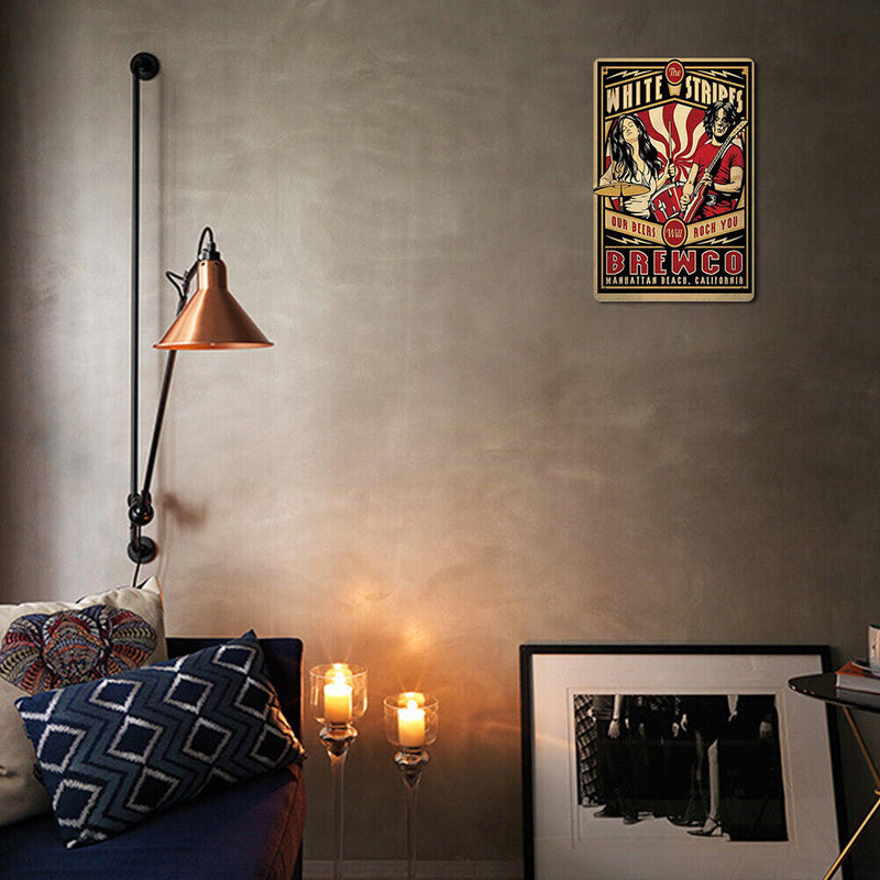 White Stripes Concert Metal Plate Tin Sign for Bar Pub Club Cafe Wall Art