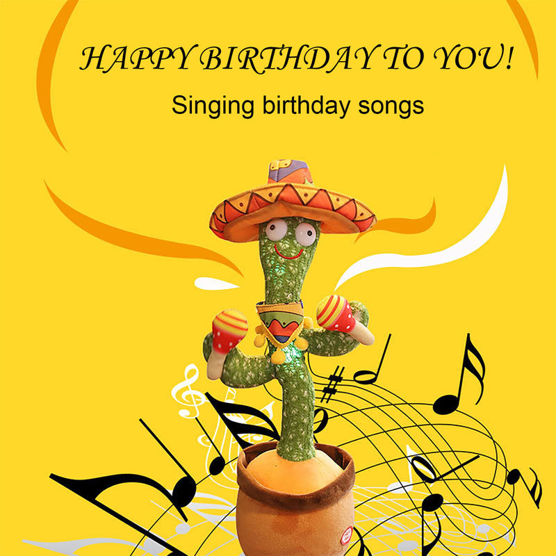 Dancing Cactus Talking Repeats What You Say Electronic Plush Toys with Ligh