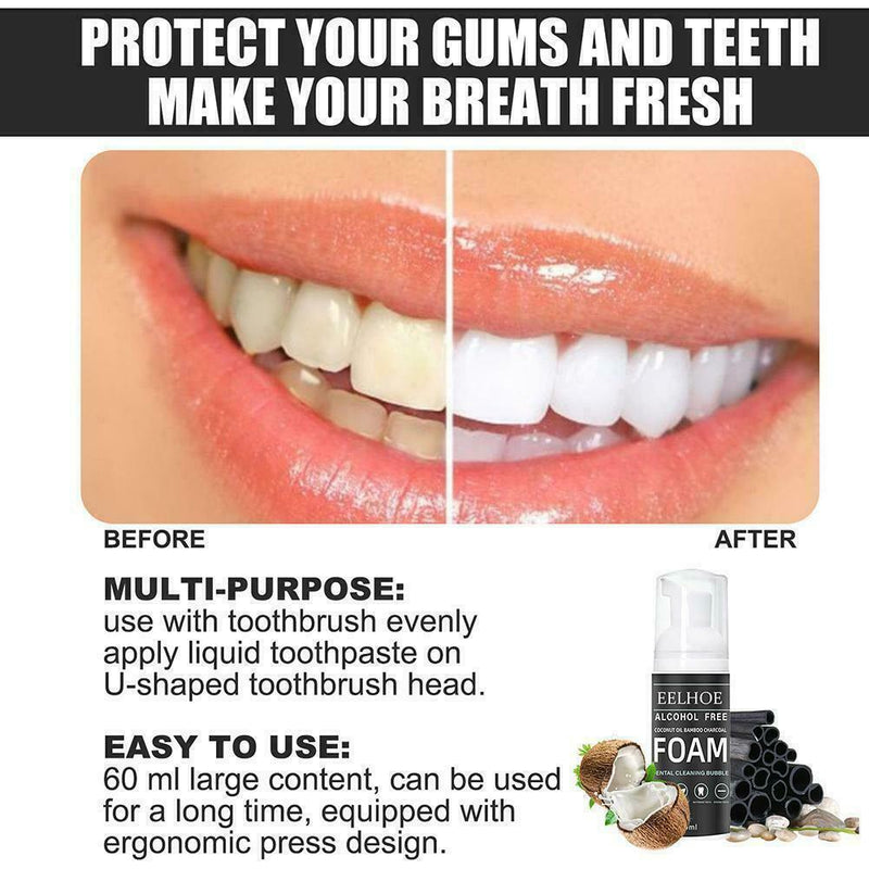 60ml Bamboo Charcoal Foam Toothpaste Teeth Whitening Children For Adults & G3A1