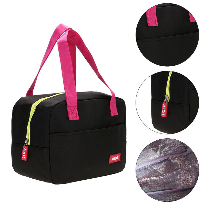 Portable Waterproof Thickness Insulated Picnic School Lunch Bag (Black)