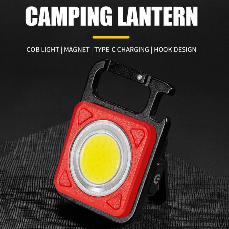LED Keychain Flashlight 500 Lumens Outdoor Camping Working Light (Red + Box)