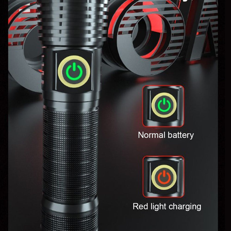 zoom Zoomable Torch Lamp Battery Power LED Glare Glashlight USB Charging