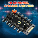 10 Ports PC Cooling Fan HUB SATA/Large 4 Pin Power Cooler Extension Splitter