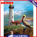 DIY Bird and Lighthouse Oil Paint by Numbers Draw on Canvas Pictures Home Decor