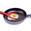 2 in 1 Non Stick Grip Flip Fried Egg Tong Toast Bread Pancake Spatula (Red)