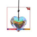 Crystal Ornament - Chandelier Crystal Heart Prism Pendant with Rope (Clear)