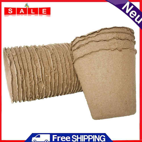 50pcs Round Paper Pulp Peat Flower Pot Plant Flower Biodegradable Nursery Cups