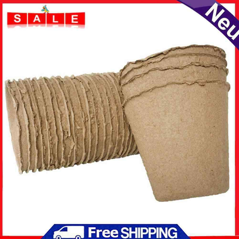 50pcs Round Paper Pulp Peat Flower Pot Plant Flower Biodegradable Nursery Cups