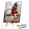 DIY Digital Picture Red Skirt Girl Oil Painting By Numbers Acrylic Craft Kit