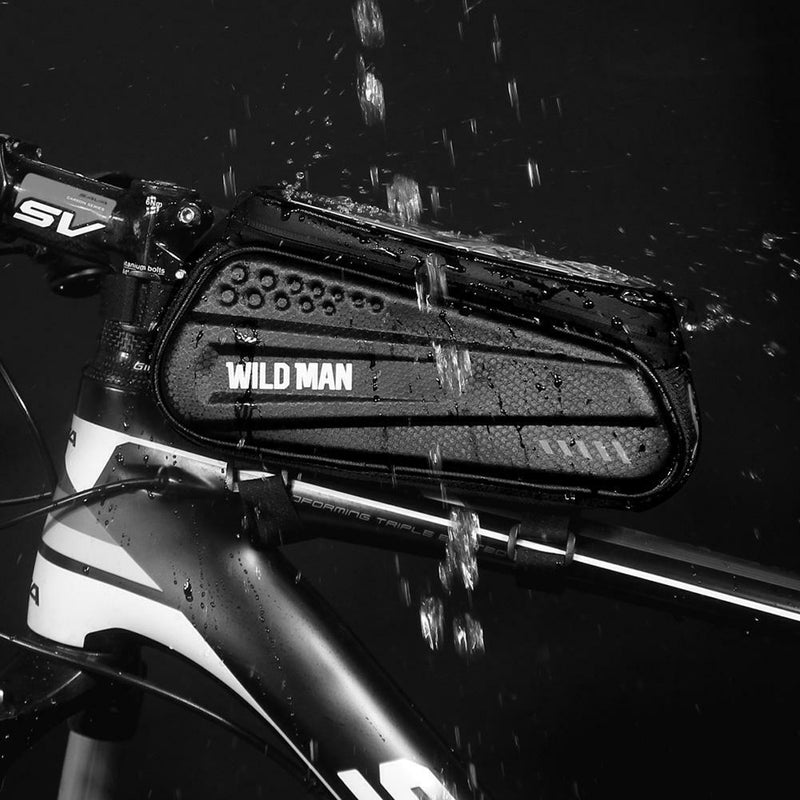 WILDMAN Waterproof Mountain Bike Frame Front Bag Bicycle Mobile Phone Holder Bag
