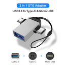 2 in 1 OTG Adapter High Speed USB3.0 to Type C Micro USB Male Charging Converter