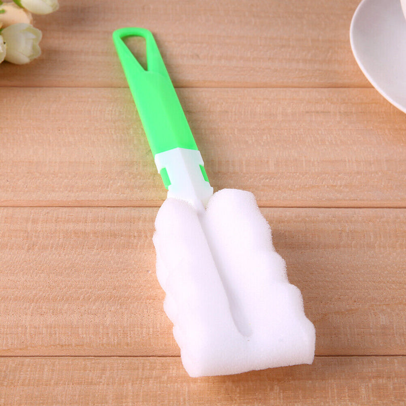 Sponge Cup Brush Removable Handle Cup Cleaning Brush Bottle Scrubber(Green)