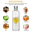Motivational Glass Water Bottle Time Marker & Leakproof Design (500ml) Newly