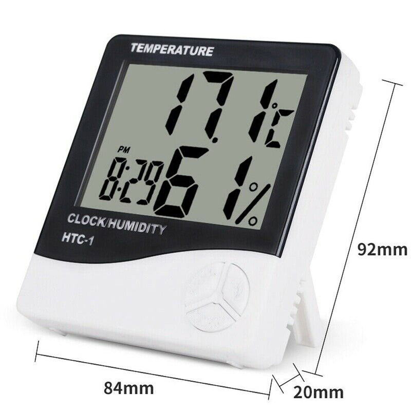 With Clock HTC-2 Hygrometer Humidity Meter Temperature Meter Thermometer
