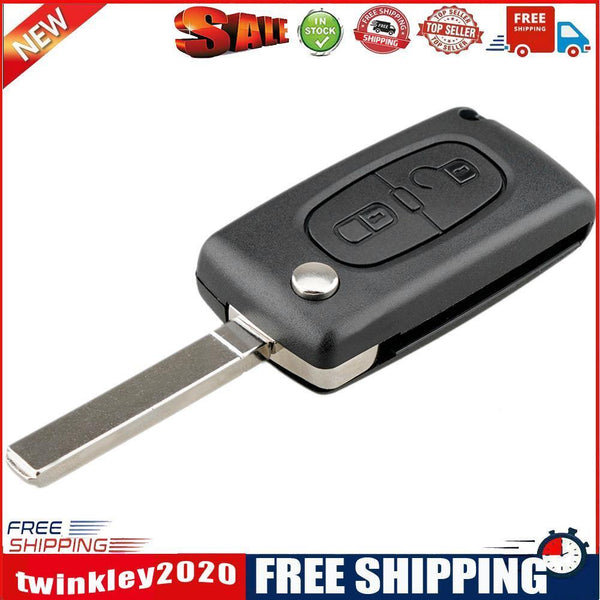 2 Buttons Flip Folding Key Case Blank Shell for Peugeot 207 (CE0523+VA2)